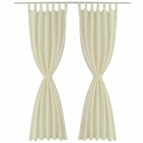 marques de renommée VIDAXL 2 Pcs Rideau A Passant Micro Satin Creme 140 X 175 Cm 3