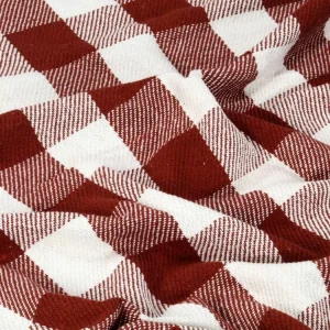 mode VIDAXL Couverture Coton Carreaux 220 X 250 Cm Rouge Delave 13