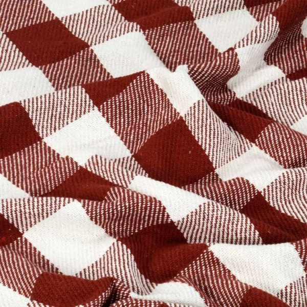 mode VIDAXL Couverture Coton Carreaux 220 X 250 Cm Rouge Delave 5