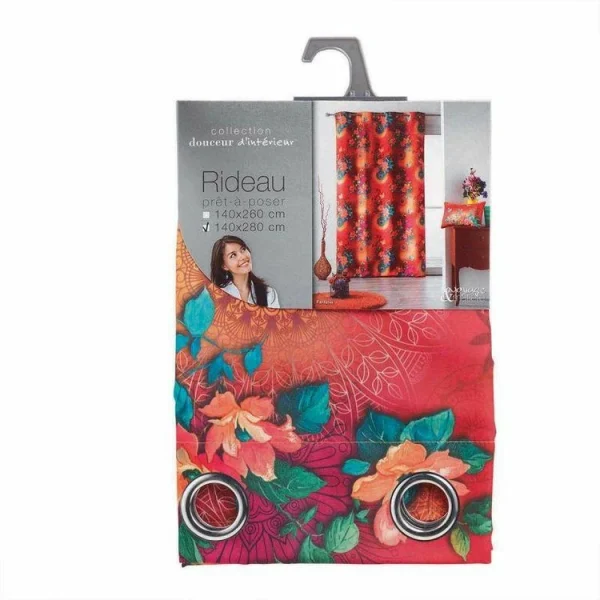 Paris Prix Rideau Voilage à Œillets Fantasia 140x280cm Orange luxe soldes 3