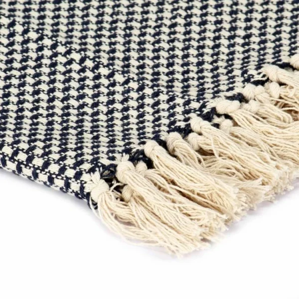 achetez pas cher VIDAXL Couverture En Coton 220 X 250 Cm Bleu Marine 4