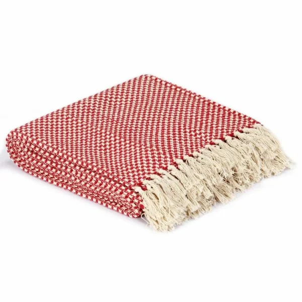VIDAXL Couverture En Coton 220 X 250 Cm Rouge grande popularité 3