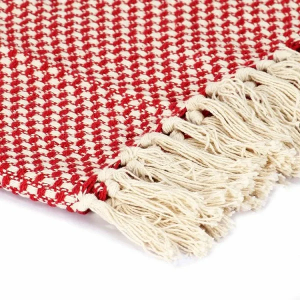 VIDAXL Couverture En Coton 220 X 250 Cm Rouge grande popularité 4