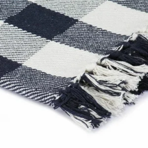Couleurs variées VIDAXL Couverture Coton Carreaux 220 X 250 Cm Cm Bleu Marine 11