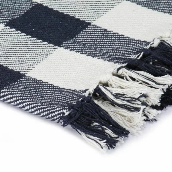 Couleurs variées VIDAXL Couverture Coton Carreaux 220 X 250 Cm Cm Bleu Marine 4