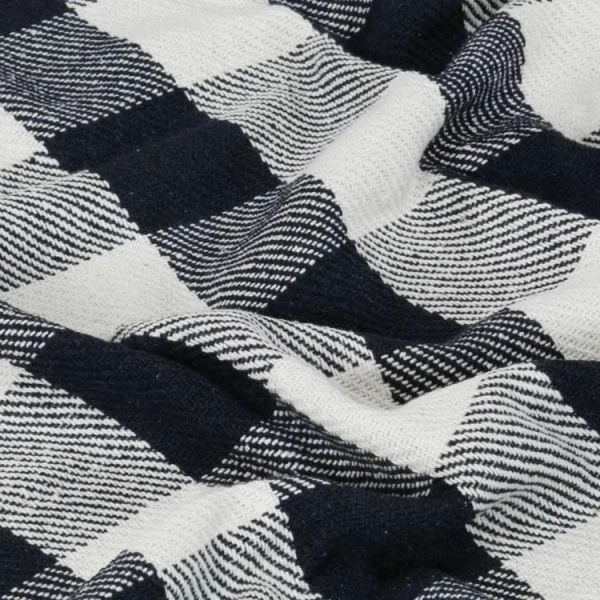 Couleurs variées VIDAXL Couverture Coton Carreaux 220 X 250 Cm Cm Bleu Marine 6