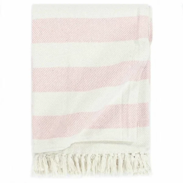 Protections acheteurs VIDAXL Couverture Coton Rayures 220 X 250 Cm Vieux Rose 1