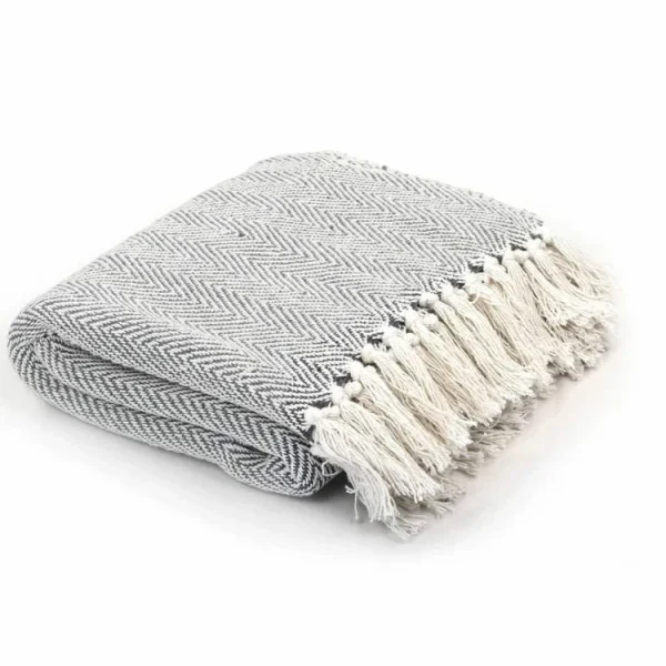 VIDAXL Couverture Coton A Chevrons 125 X 150 Cm Gris grossiste en ligne 1