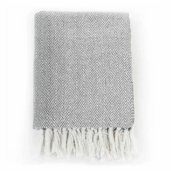 VIDAXL Couverture Coton A Chevrons 125 X 150 Cm Gris grossiste en ligne 3