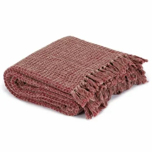 Prix très abordable VIDAXL Couverture En Coton 160 X 210 Cm Bordeaux 9