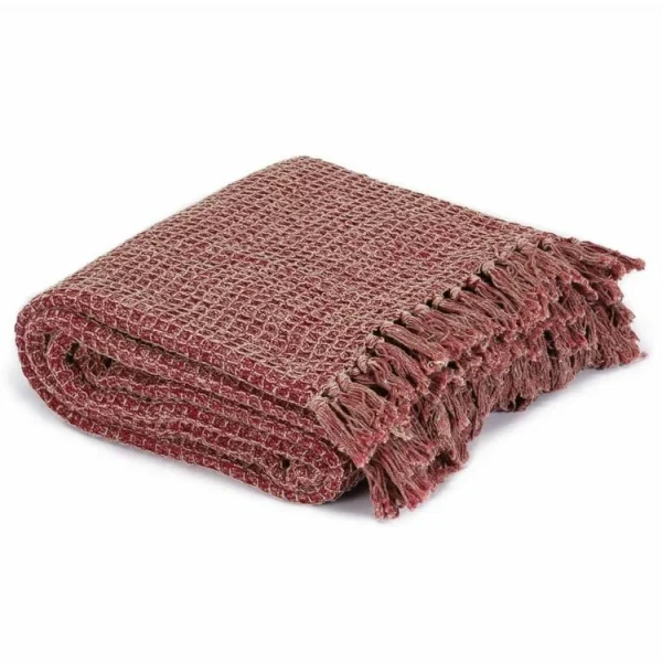 Prix très abordable VIDAXL Couverture En Coton 160 X 210 Cm Bordeaux 3