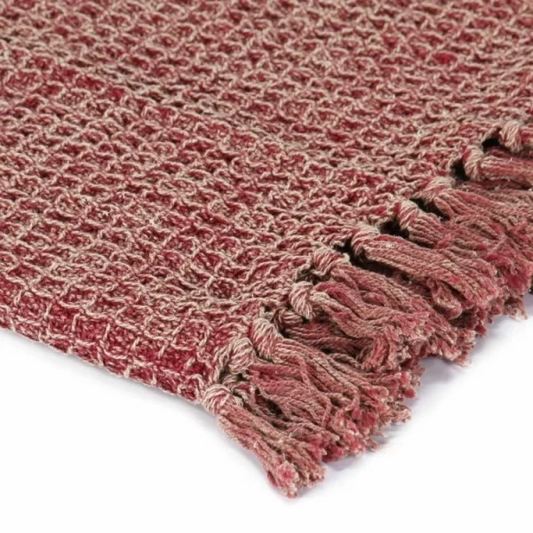 Prix très abordable VIDAXL Couverture En Coton 160 X 210 Cm Bordeaux 4