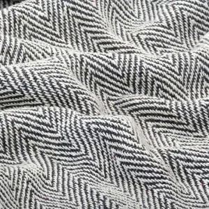 vente pas cher VIDAXL Couverture Coton A Chevrons 160 X 210 Cm Bleu Marine 16