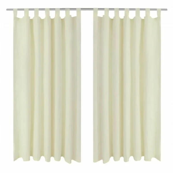 VIDAXL 2 Pcs Rideau A Passant Micro Satin Creme 140 X 245 Cm qualité supérieure 1