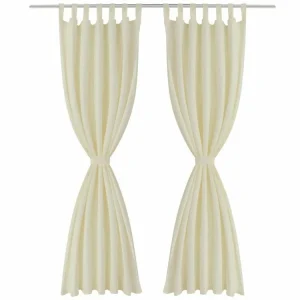 VIDAXL 2 Pcs Rideau A Passant Micro Satin Creme 140 X 245 Cm qualité supérieure 8