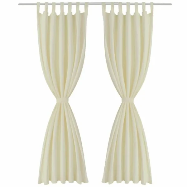 VIDAXL 2 Pcs Rideau A Passant Micro Satin Creme 140 X 245 Cm qualité supérieure 3