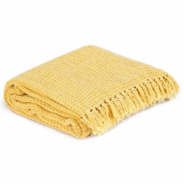 VIDAXL Couverture En Coton 220 X 250 Cm Jaune Moutarde styles dernier cri 3