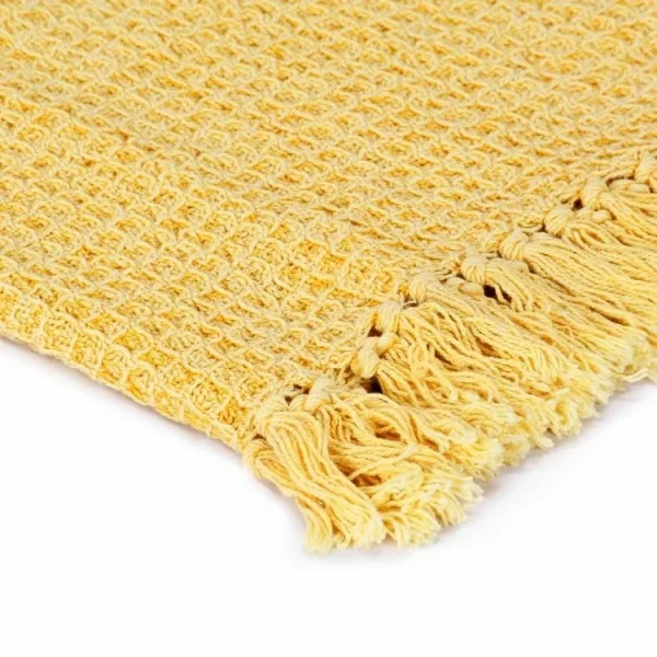 VIDAXL Couverture En Coton 220 X 250 Cm Jaune Moutarde styles dernier cri 4