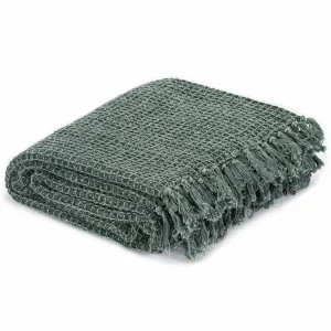 site en ligne VIDAXL Couverture En Coton 125 X 150 Cm Vert Fonce 9