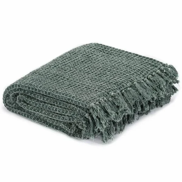 site en ligne VIDAXL Couverture En Coton 125 X 150 Cm Vert Fonce 3