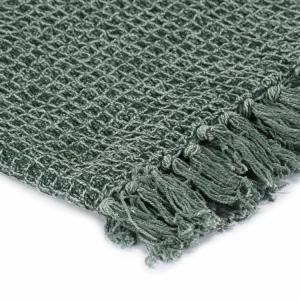 site en ligne VIDAXL Couverture En Coton 125 X 150 Cm Vert Fonce 11