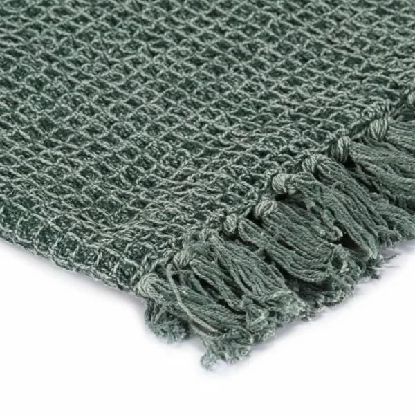 site en ligne VIDAXL Couverture En Coton 125 X 150 Cm Vert Fonce 4