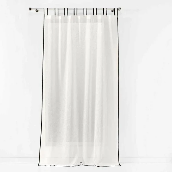 meilleur cadeau Paris Prix Rideau Voilage à Passants Casalina 140x280cm Blanc & Noir 1