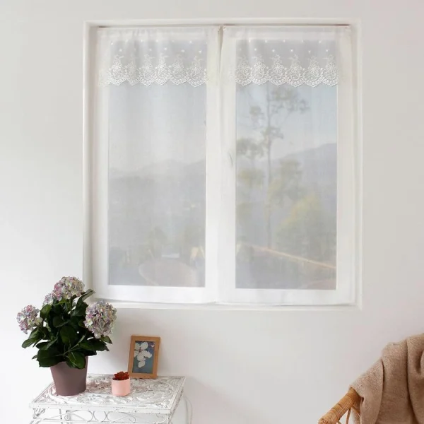 vente pas cher en ligne No Name Paire Vitrages 60×160 Massala Blanc 1