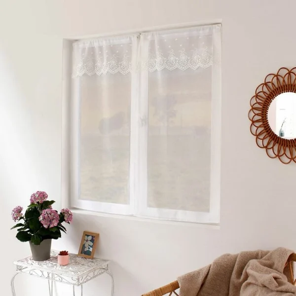 vente pas cher en ligne No Name Paire Vitrages 60×160 Massala Blanc 5