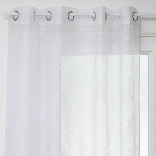 vente luxe pas cher ATMOSPHERA Voilage Dévo à Imprimé Feuille – 140 X 240 Cm – Blanc 1