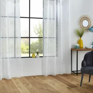 vente luxe pas cher ATMOSPHERA Voilage Dévo à Imprimé Feuille – 140 X 240 Cm – Blanc 9