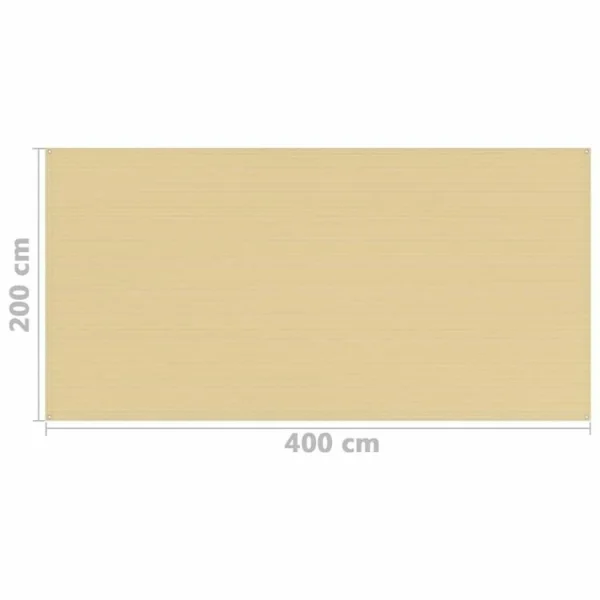 VIDAXL Tapis De Tente 200×400 Cm Beige exclusivement disponibles 5