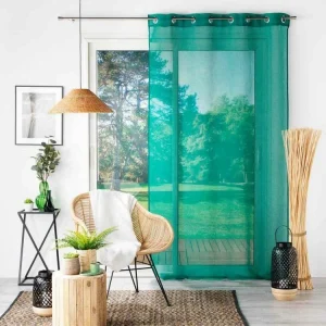 vente pas cher en ligne Paris Prix Rideau Voilage à Œillets Sandra 140x180cm Émeraude 11
