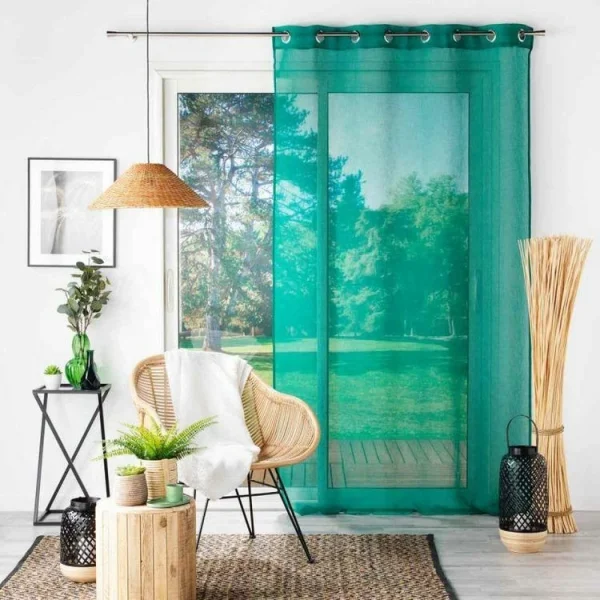 vente pas cher en ligne Paris Prix Rideau Voilage à Œillets Sandra 140x180cm Émeraude 4