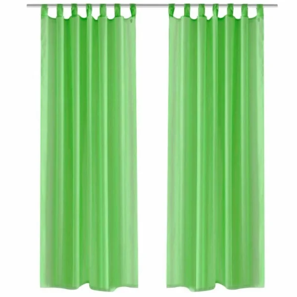 mode VIDAXL Rideau Fin Vert Pomme 140×245 Cm 2 Pcs 1
