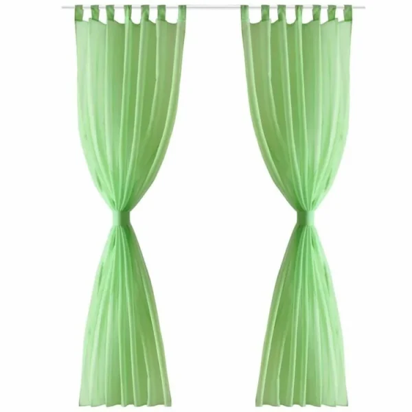mode VIDAXL Rideau Fin Vert Pomme 140×245 Cm 2 Pcs 4