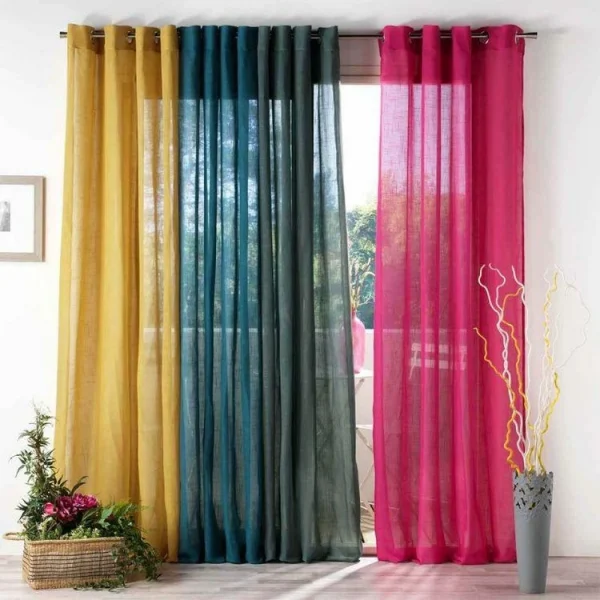 achat Paris Prix Rideau Voilage à Œillets Zazy 140x280cm Bleu 7