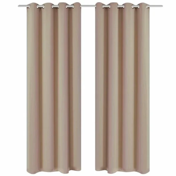 authentiques VIDAXL 2 Pcs Rideau Blackout Occultant Creme Avec Œillets En Metal 135x245cm 1