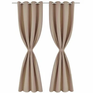 authentiques VIDAXL 2 Pcs Rideau Blackout Occultant Creme Avec Œillets En Metal 135x245cm 8