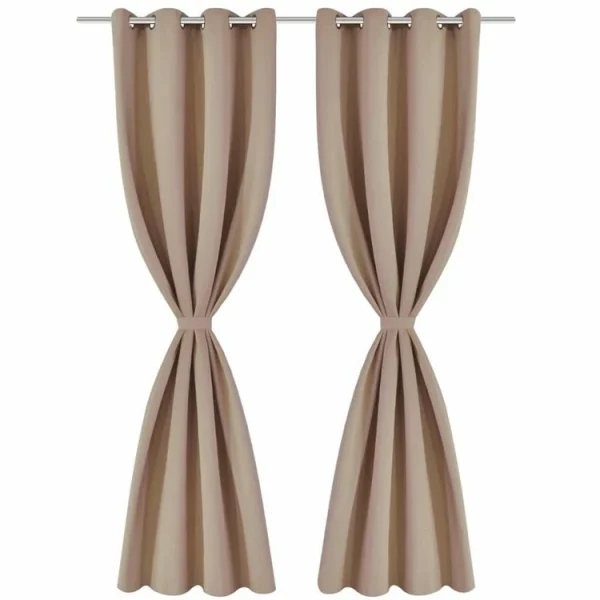 authentiques VIDAXL 2 Pcs Rideau Blackout Occultant Creme Avec Œillets En Metal 135x245cm 3