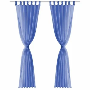 VIDAXL Rideau Occultant 2 Pcs Voile 140 X 175 Cm Bleu Royal boutique en france 11