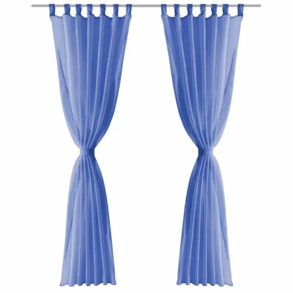 VIDAXL Rideau Occultant 2 Pcs Voile 140 X 175 Cm Bleu Royal boutique en france 4