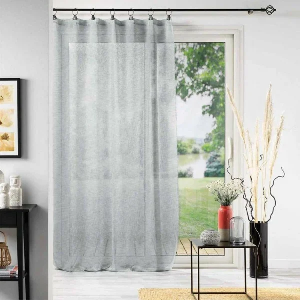Pas Cher soldes France Paris Prix Rideau Voilage à Anneaux Linka 140x280cm Gris 4