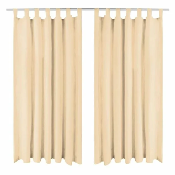 VIDAXL Rideau Occultant Avec Boucles 2 Pcs 140 X 225 Cm Beige Prix très abordable 1