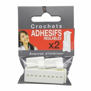 boutique en ligne Paris Prix Lot De 2 Crochets Adhésifs Réglables 10cm Blanc 6