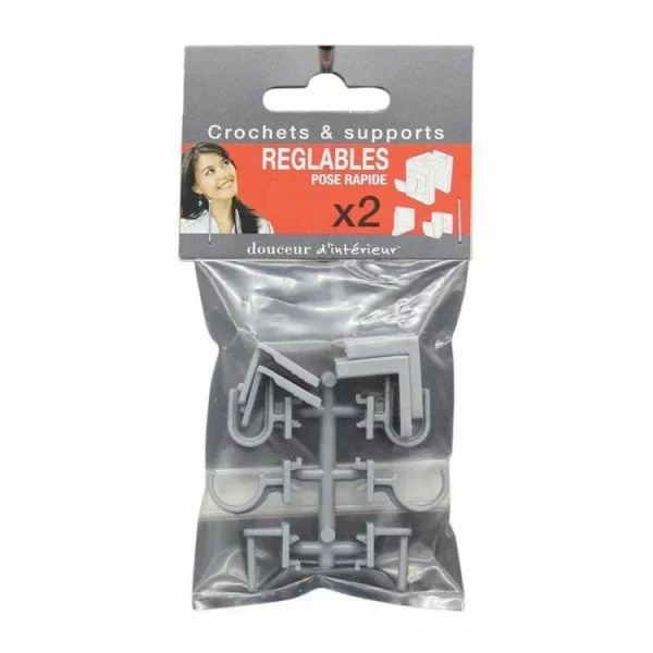 Paris Prix Lot De 2 Crochets & Supports Réglables 15cm Gris marque pas cher en ligne 3