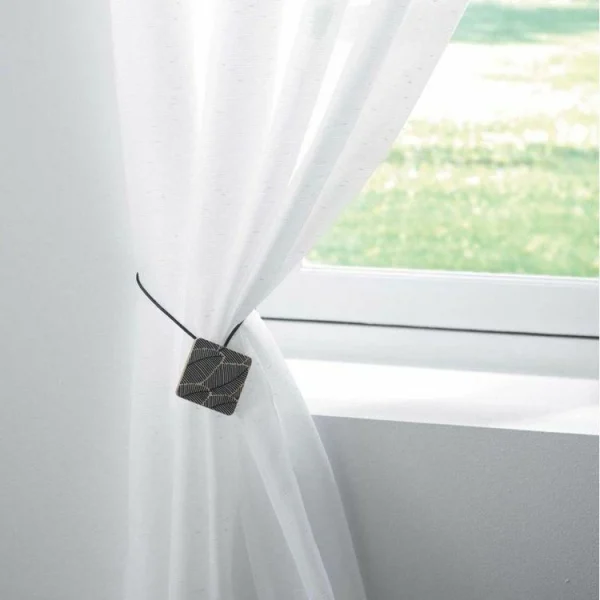 Paris Prix Embrasse De Rideau Aimantée Leaf 43cm Noir soldes 3