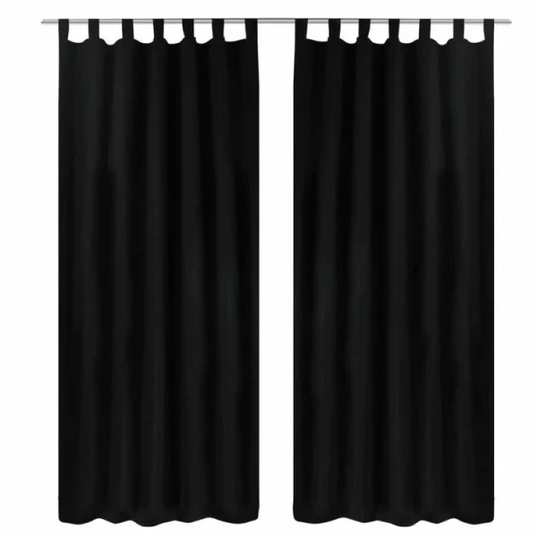 fashion pas cher VIDAXL 2 Pcs Rideau A Passant Micro Satin Noir 140 X 245 Cm 1