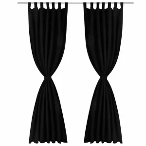 fashion pas cher VIDAXL 2 Pcs Rideau A Passant Micro Satin Noir 140 X 245 Cm 8