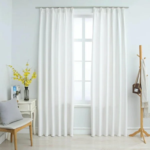 VIDAXL Rideaux Occultants Avec Crochets 2 Pcs Blanc Casse 140×175 Cm Authentic Original licence 1